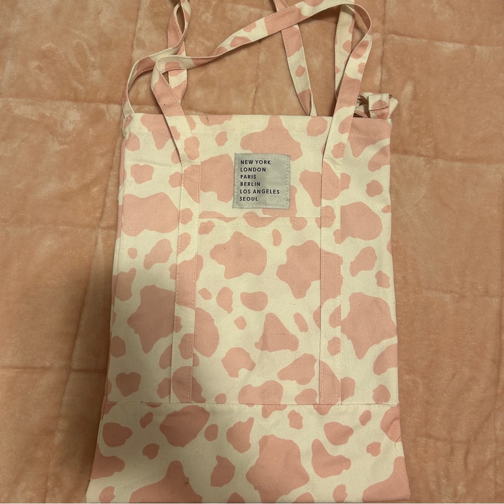 Cute Cow Print Pink Tote Bag 💞🐮